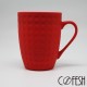 COFESH 格紋半手作時尚紅馬克杯350ml MUL-35-RD
