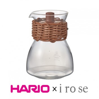 【HARIO x i ro se】棕色皮革藤編茶壺450ml TCF-3-LZN