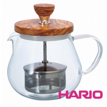 【HARIO】橄欖木濾壓茶壺450ml TEO-45-OV
