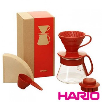 【HARIO】V60紅色濾杯咖啡壺組 VDS-3012R