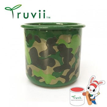 Truvii 迷彩綠木柄琺瑯杯 400ml