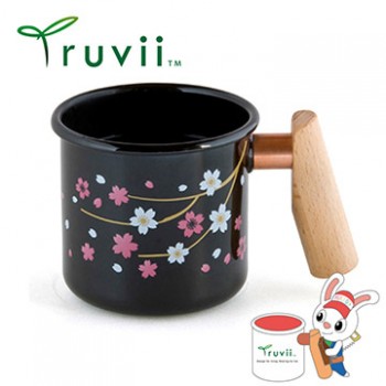 Truvii 夜櫻木柄琺瑯杯400ml (感溫變色款) 