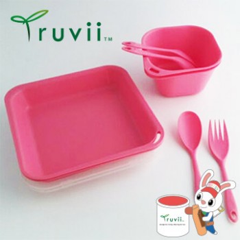 Truvii 櫻花粉抗菌餐具組( 附網袋 ) 