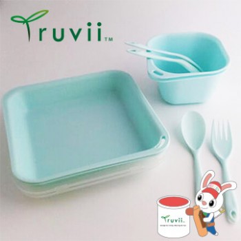 Truvii 湖水藍抗菌餐具組( 附網袋 )